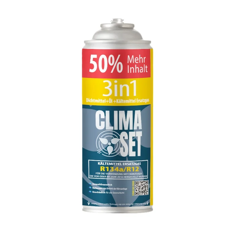 ClimaSet 3-in-1 Kältemittel Ersatzgas R134a / R12 Öl, Dichtmittel